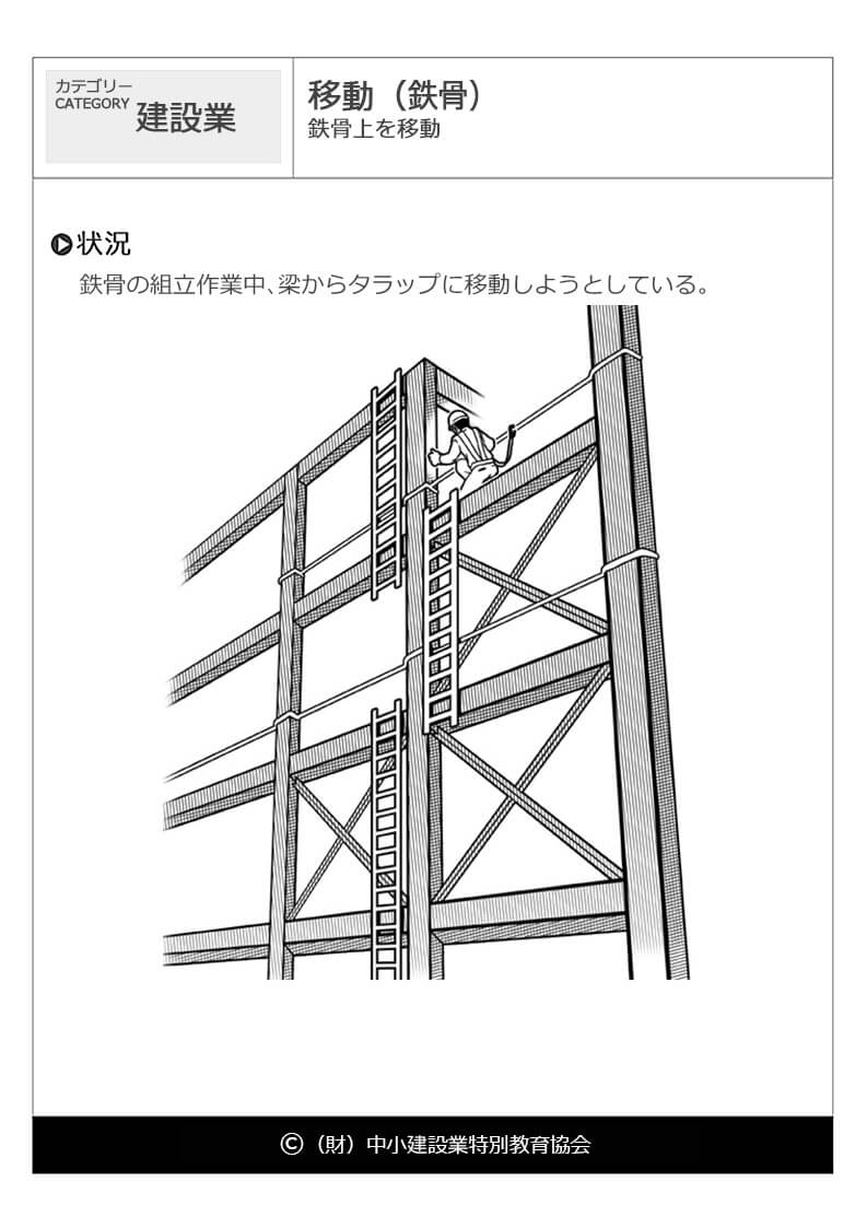 移動 鉄骨 建設業 危険予知訓練 Kyt 無料イラストシート集 一財 中小建設業特別教育協会